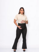 Kit 3 Calças para Gestante – Legging Flare e Montaria Cirrê Pretas Confortáveis e Zero Transparência