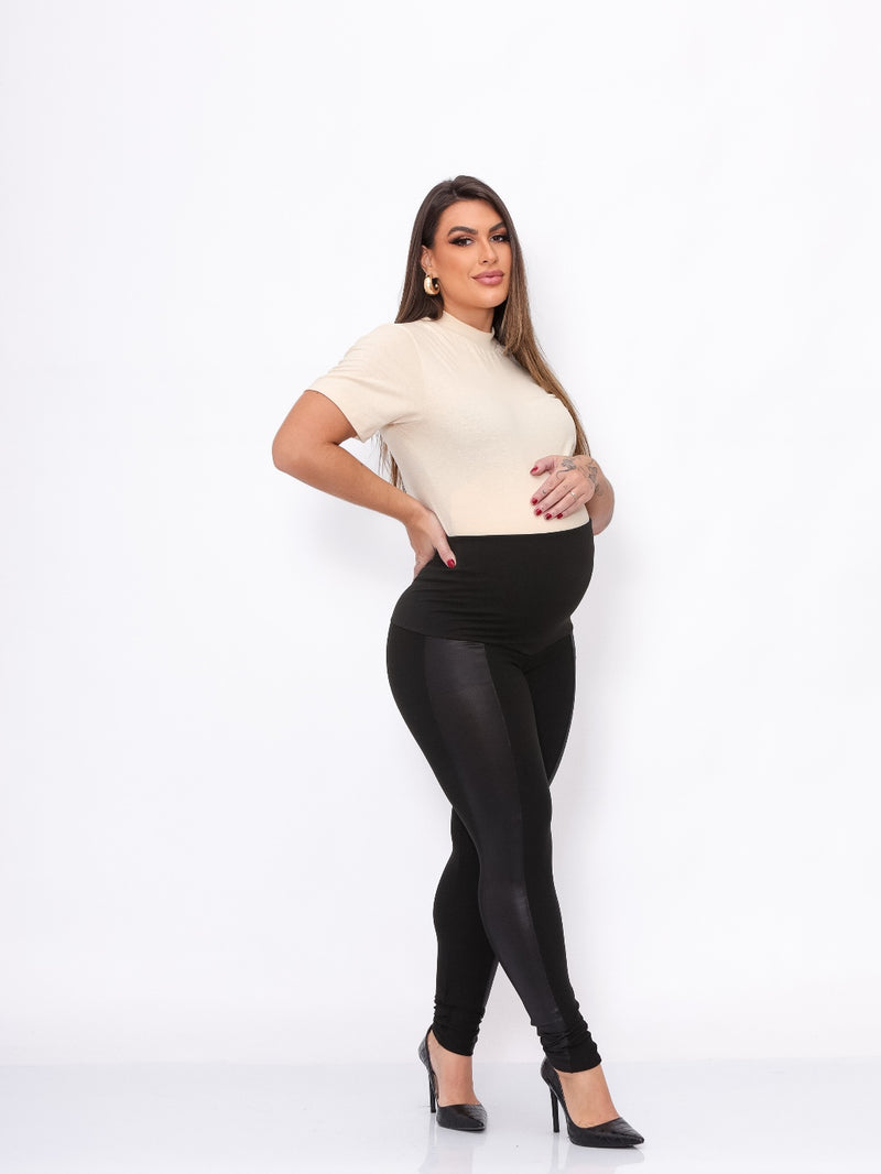 Kit 3 Calças para Gestante – Legging Flare e Montaria Cirrê Pretas Confortáveis e Zero Transparência