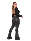 Calça Flare Premium Feminina Cintura Alta – Compressão e Brilho Elegante