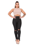 Calça Legging Bandagem Skinny Diversas Cores | Zíper na Perna | Rasgo no Joelho