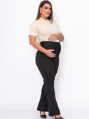 Kit Maternidade 3 Peças: Flare Bermuda Legging Montaria Cirre Pretas Gestante Zero Transparencia