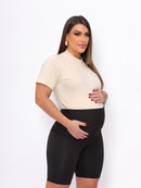 Kit Gestante 2 Peças: Calça Flare + Bermuda Short Maternidade Pretas Zero Transparencia