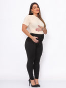 Kit 2 Calças Maternidade: Montaria Cirrê Gestante + Legging Preta (Zero Transparência)