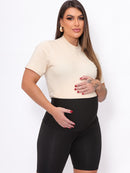 Kit Gestante 2 Peças Calça Montaria Cirre + Bermuda Short Maternidade Pretas Zero Transparência