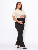 Kit 2 Calças Gestante : Flare + Legging Montaria Cirre Maternidade Zero Transparencia