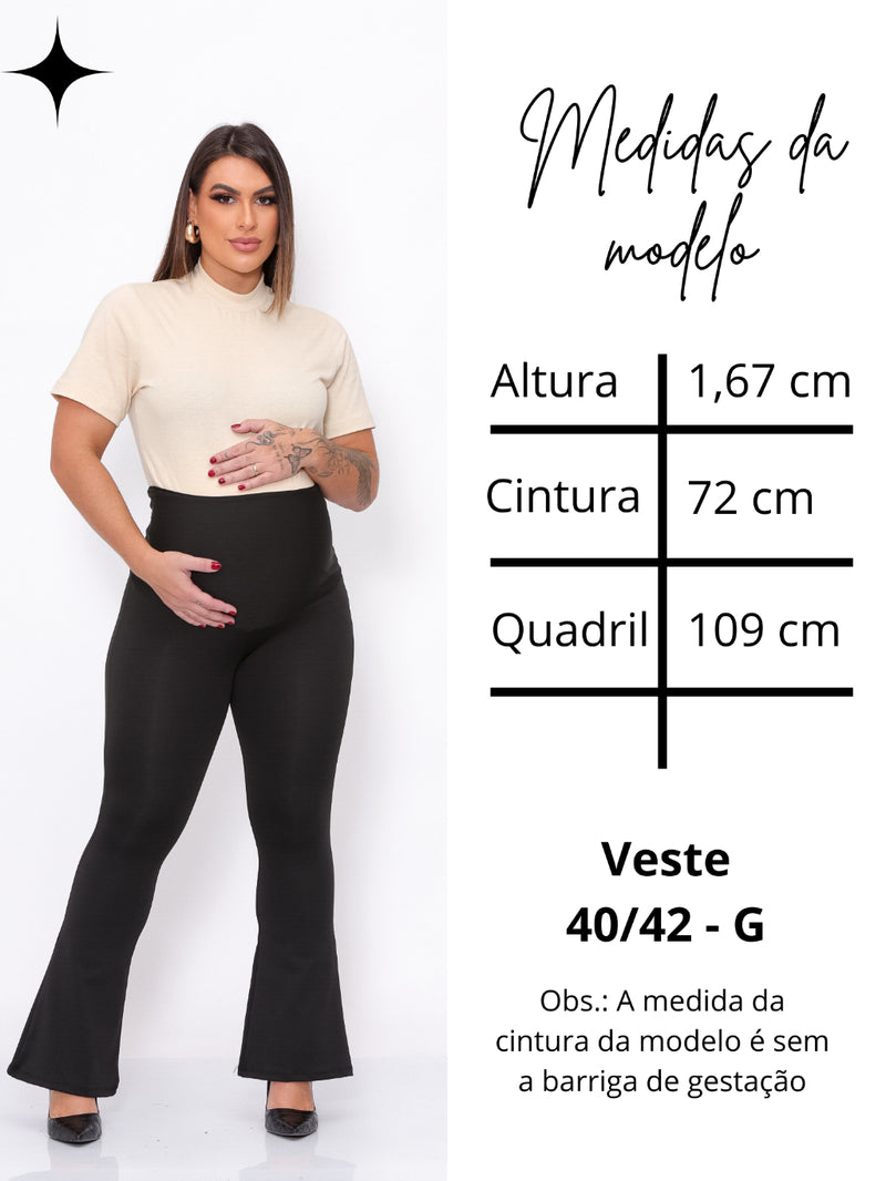 Flare Gestante Legging Maternidade em Super Suplex com Cintura Alta Anatômica