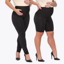 Kit 2 Calças Maternidade: Legging Gestante + Bermuda Short Preta (Zero Transparência)