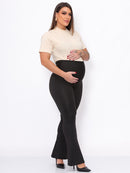 Kit 2 Calças Maternidade: Flare Gestante Preta Opaca (Zero Transparência)