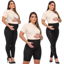 Kit 3 Peças Gestante: Legging Bermuda Calça Montaria Cirre Pretas Super Zero Transparencia