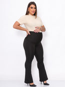 Kit 2 Calças Maternidade: Flare Gestante Preta Opaca (Zero Transparência)