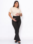 Kit 2 Calças Maternidade: Flare Gestante + Legging Preta (Zero Transparência)