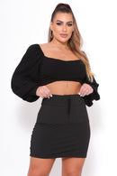 Saia lipo feminina preta modeladora com cintura alta