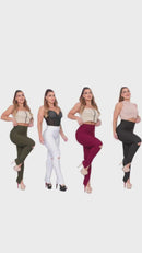 Calça Legging Bandagem Skinny Diversas Cores | Zíper na Perna | Rasgo no Joelho