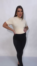 Legging Gestante Montaria Maternidade em Suplex e Cirrê com Cintura Alta Anatômica