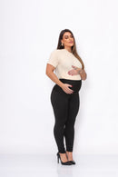 Legging gestante feminina preta para maternidade e gravidez