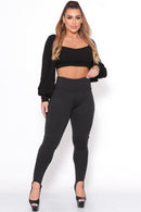 Calça legging pezinho feminina preta com alta elasticidade