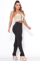 Calça legging feminina com cós duplo e cintura alta