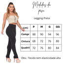 Tabela de medidas da calça legging feminina