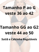 Tabela de medidas do biquíni feminino cortininha