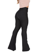Calça flare feminina bandagem preta com modelagem ajustada