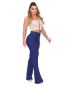 Calça flare feminina bandagem com cintura alta