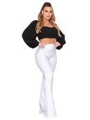 Calça flare feminina bandagem para looks casuais e elegantes